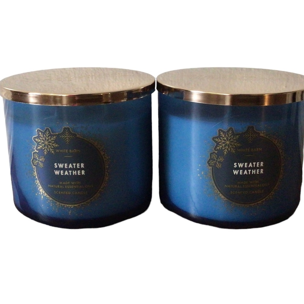 COPY - 2 Sweater Weather 3 Wick Scented Candle  White Bath Bath & Body Works New